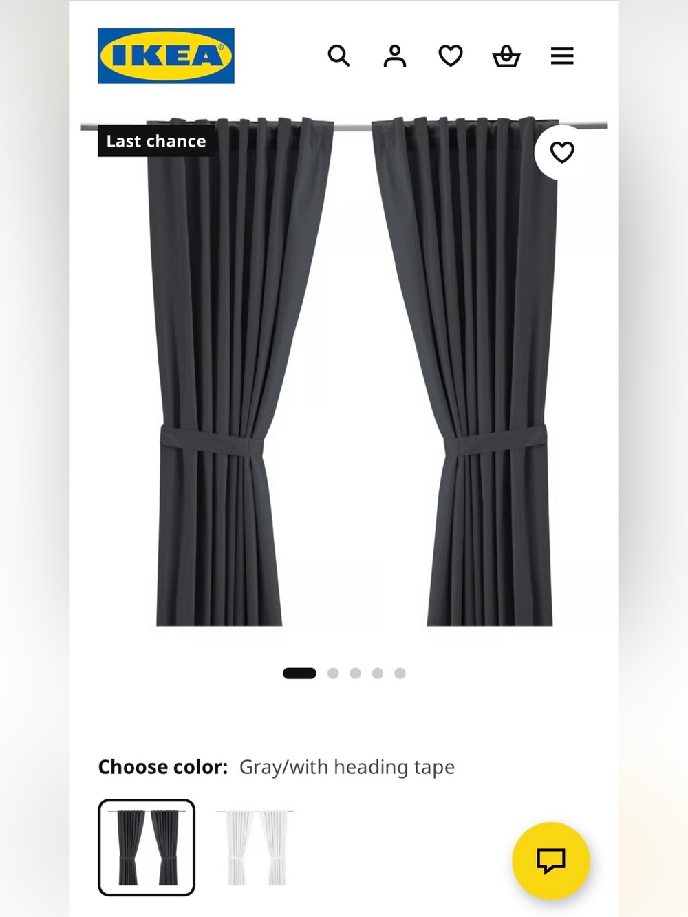 IKEA Ritva 58x98 Gray Cotton Curtain Panels, Set of 4